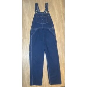 Vintage Sears Perma-Prest Blue Denim Overalls Mens 36x34 Carpenter Workwear